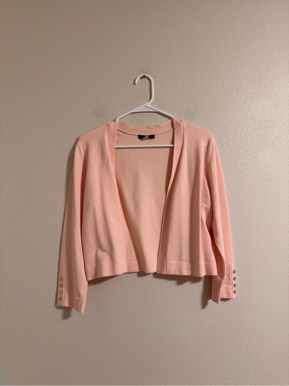 Tommy Hilfiger Light Pink Open-Front Cropped Cardigan